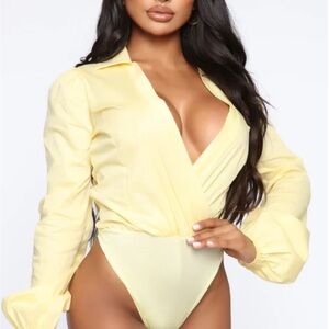Yellow Plunge Bodysuit Size XL
